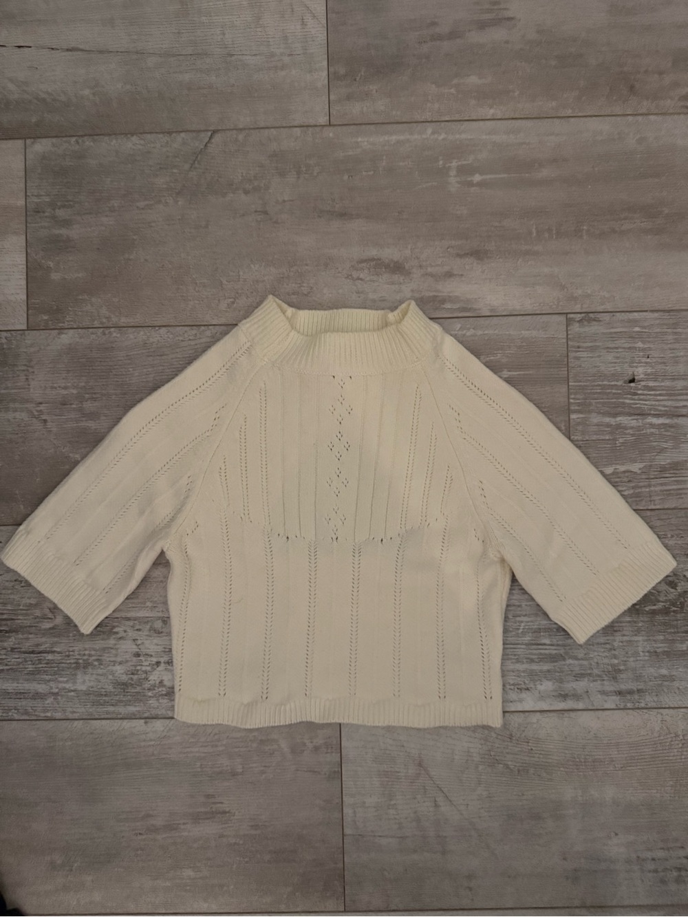 Free People Cream Knit Top with Subtle Texture Size Small NWOT